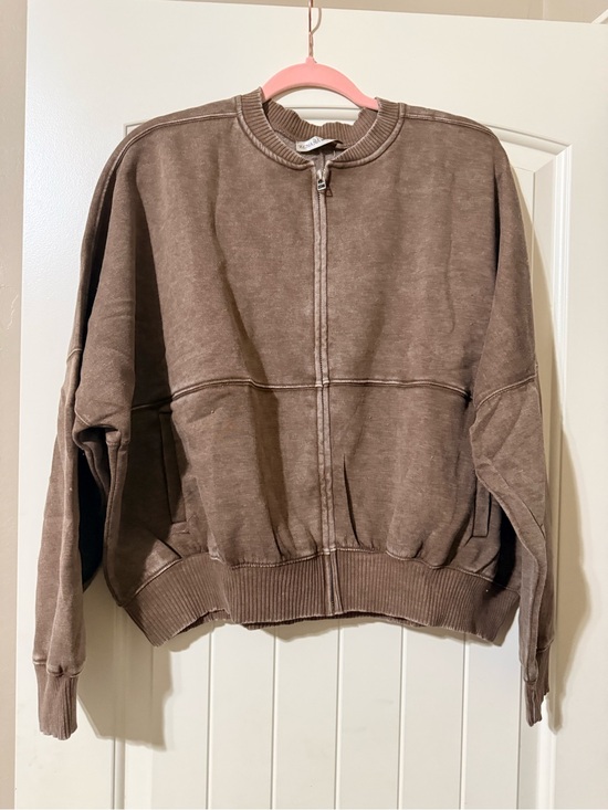 Zenana Jackets & Blazers - Zenana Vintage Wash Brown Bomber Jacket NWOT